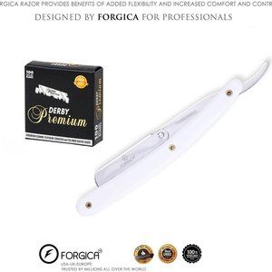 Barber Straight Edge Folding Plain Handle Salon Shaving Knife + 100 Derby Blades